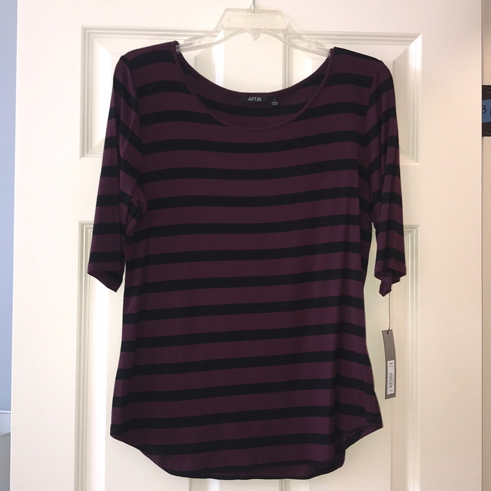Purple and black stripe shirt L NWT